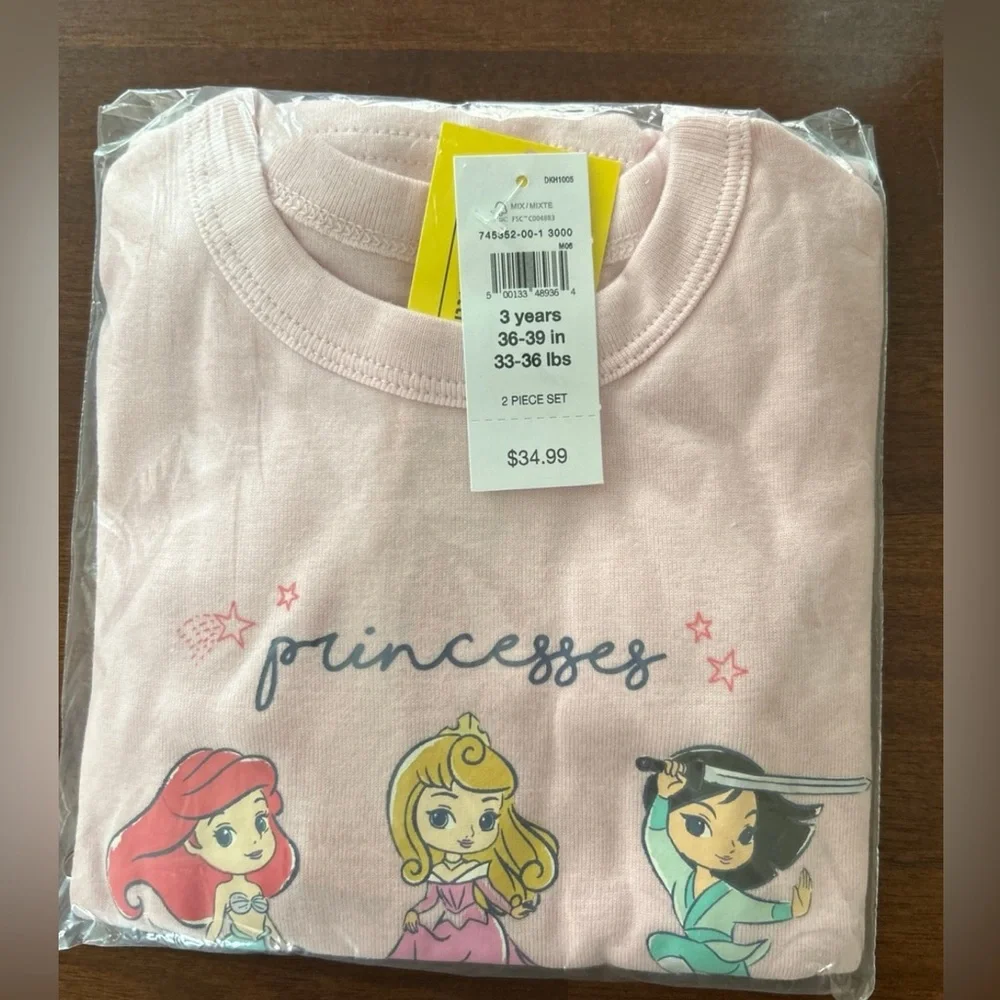 NWT babyGap × Disney Princess 100% Organic Cotton PJ Set